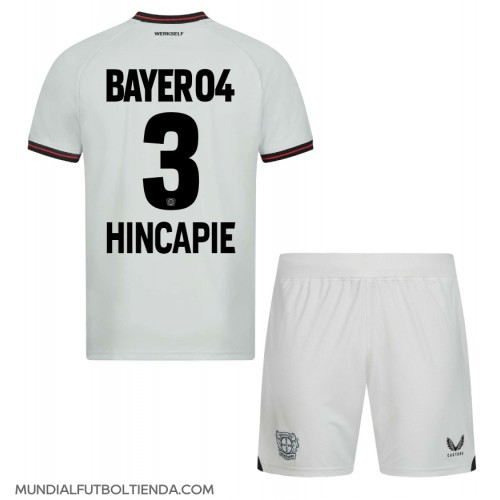 Camiseta Bayer Leverkusen Piero Hincapie #3 Segunda Equipación Replica 2023-24 para niños mangas cortas (+ Pantalones cortos)